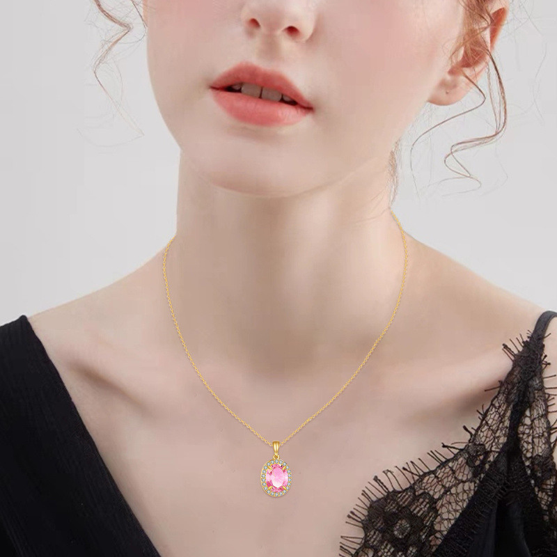 18K Gold Personalized Birthstone Pendant Necklace-3