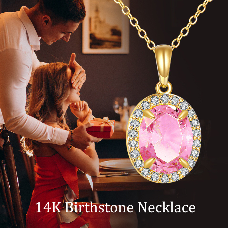 18K Gold Personalized Birthstone Pendant Necklace-6