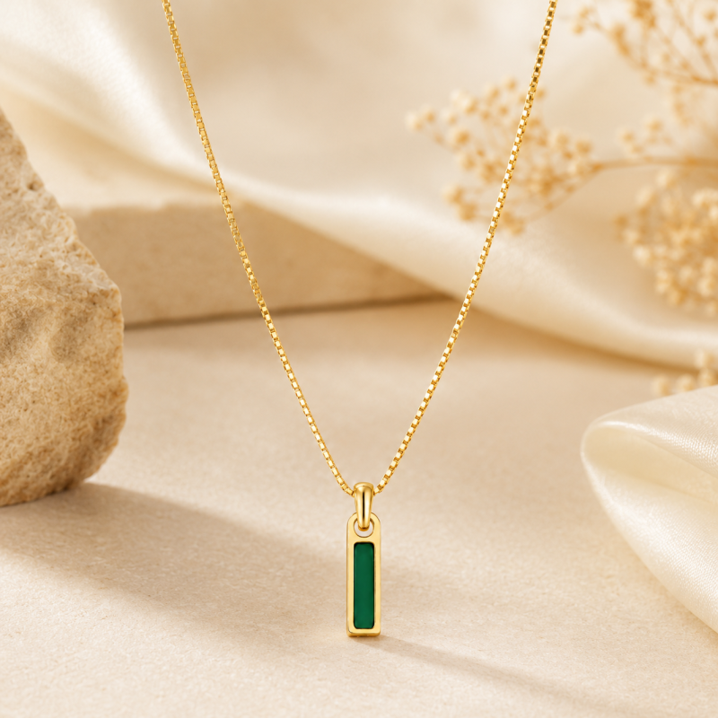 18K Gold Personalized Birthstone Pendant Necklace for Men-3