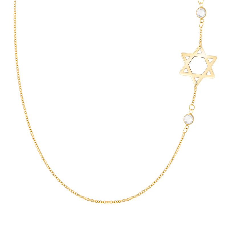 Collar personalizado con piedra natal y estrella de David en oro vermeil para mujer-19