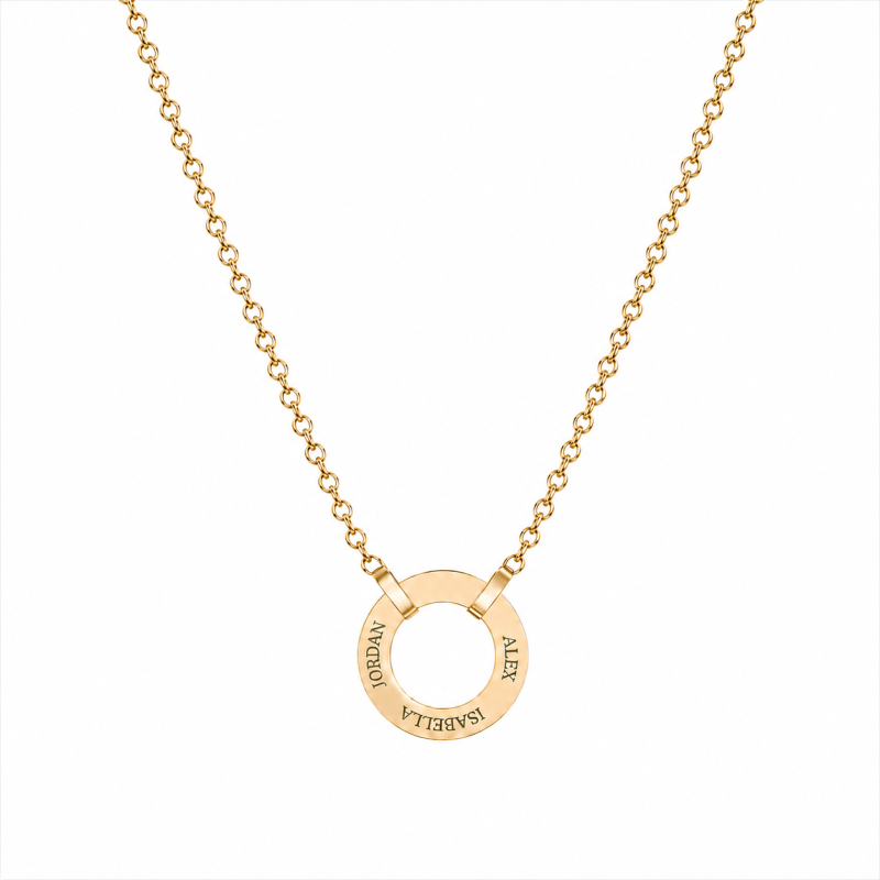 18K Gold Personalized Circle Pendant Necklace for Father’s Day-1