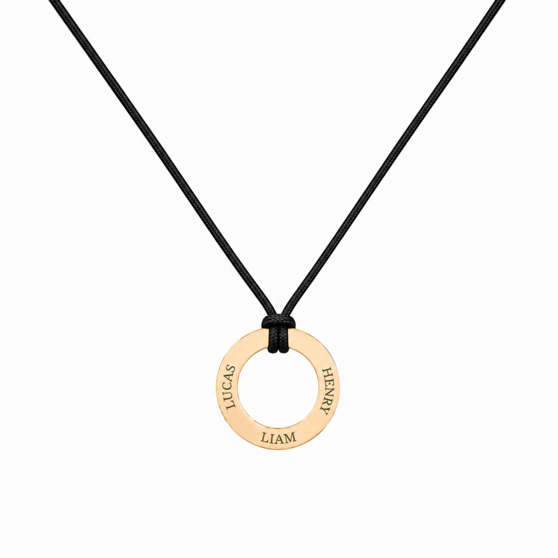 18K Gold Personalized Circle Pendant Necklace for Father’s Day-1