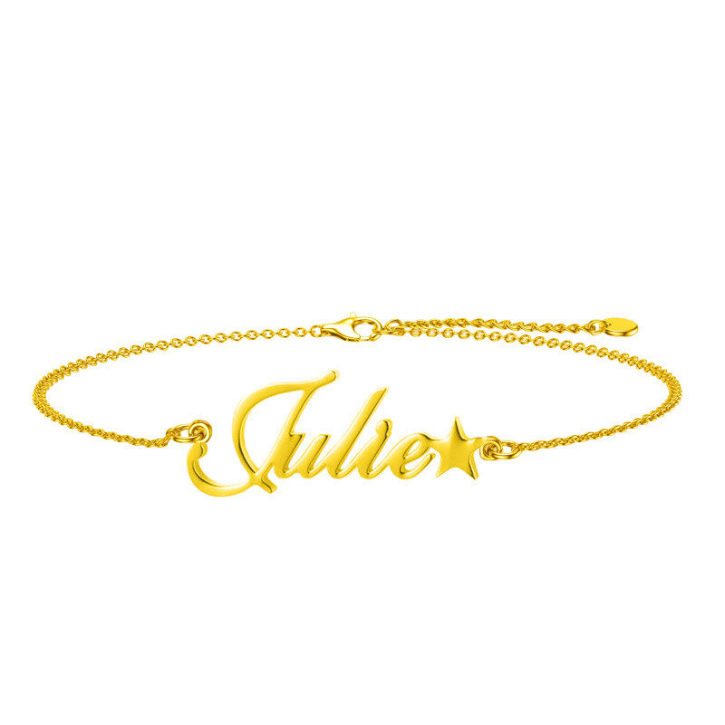 10K Gold Personalized Classic Name Charm Bracelet-1