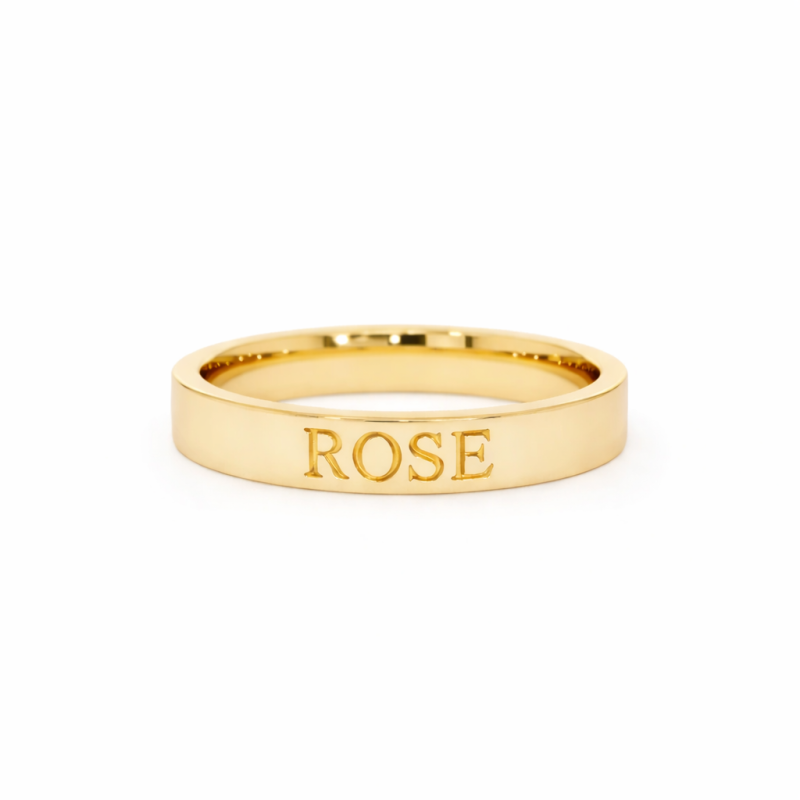 Anillo clásico personalizado con inicial del nombre en oro de 14 quilates-1