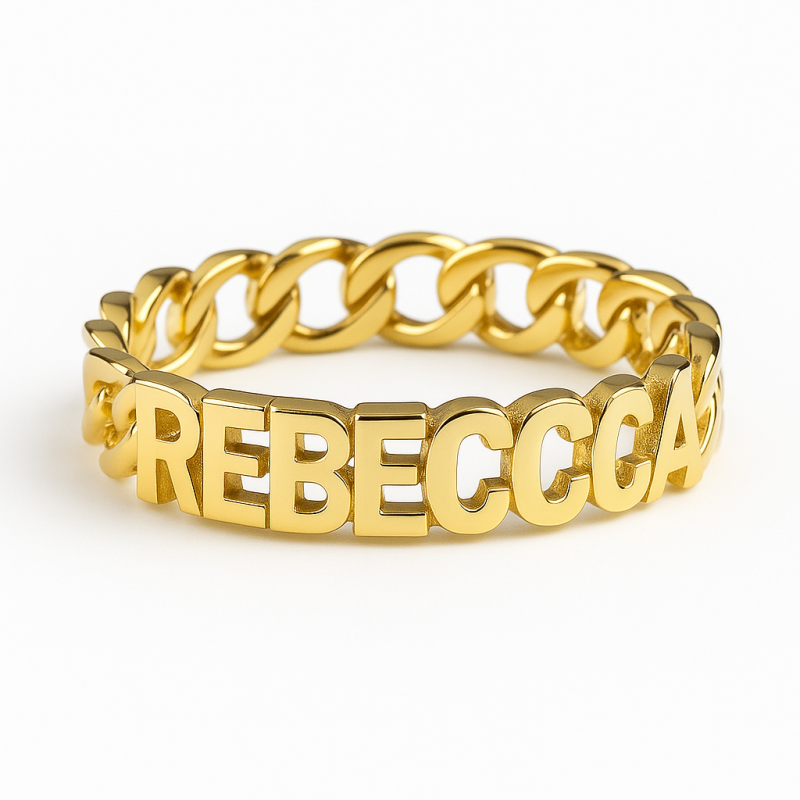 18K Gold Personalized Classic Name Men's Band for Men-1