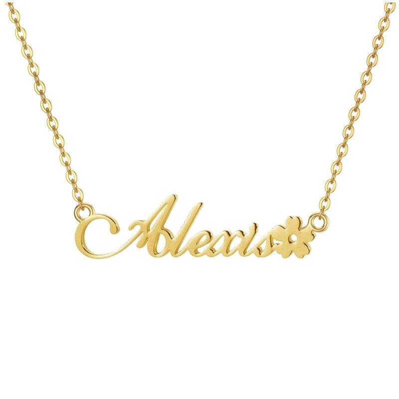 Collar con colgante clásico personalizado con nombre en oro de 10 quilates-1