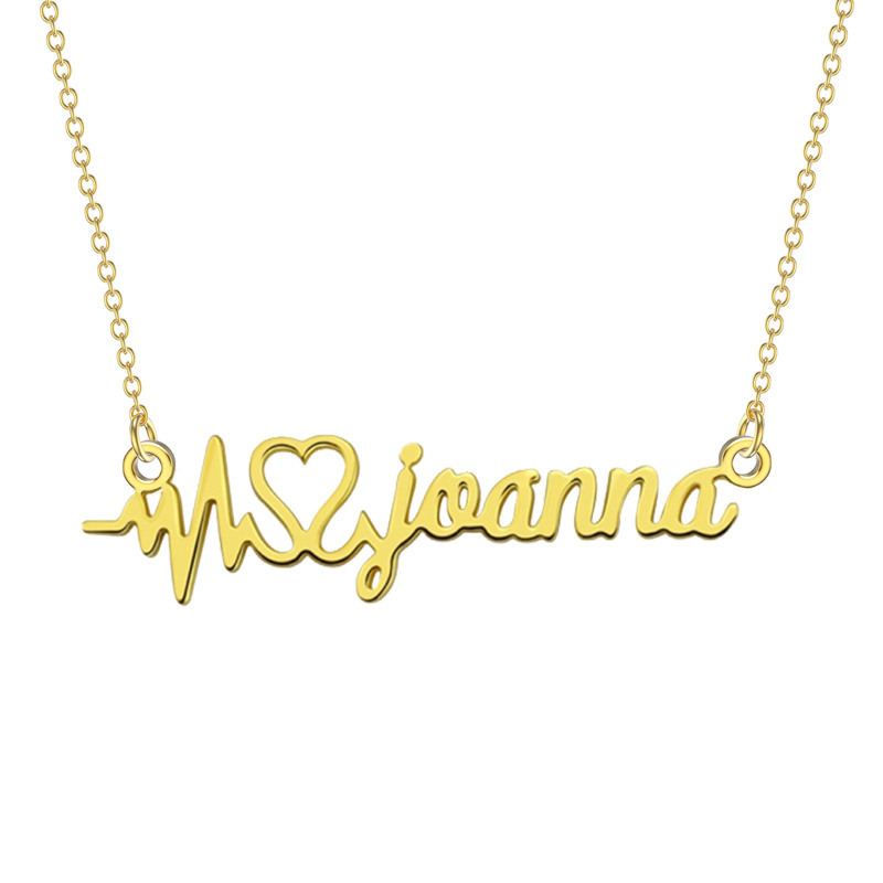Collar con colgante clásico personalizado con nombre en oro de 18 quilates-1