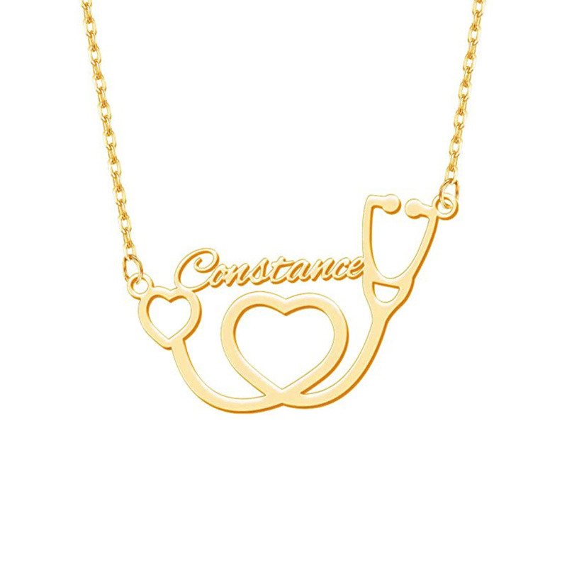 Collar con colgante clásico personalizado con nombre en oro de 18 quilates-1