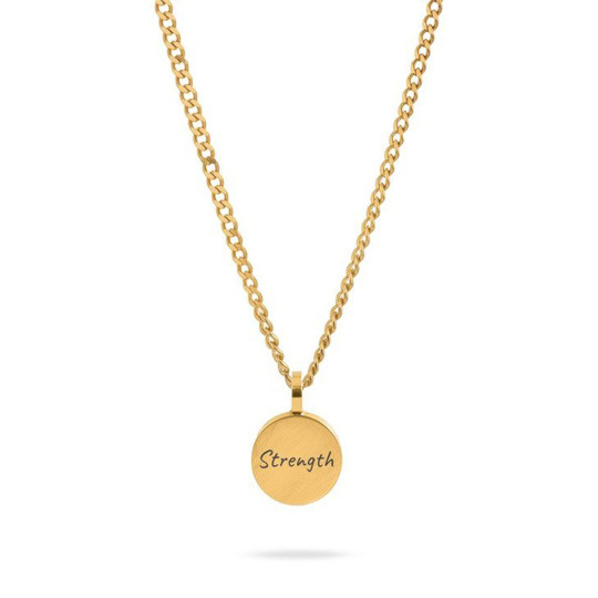 10K Gold Personalized Engraving Coin Thick Round Necklace for Men