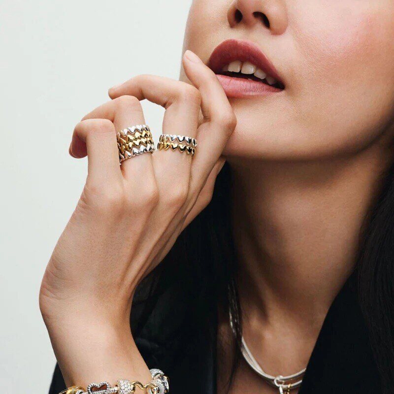 Bague en or 14 carats avec gravure personnalisée en forme de cœur pour femme-2