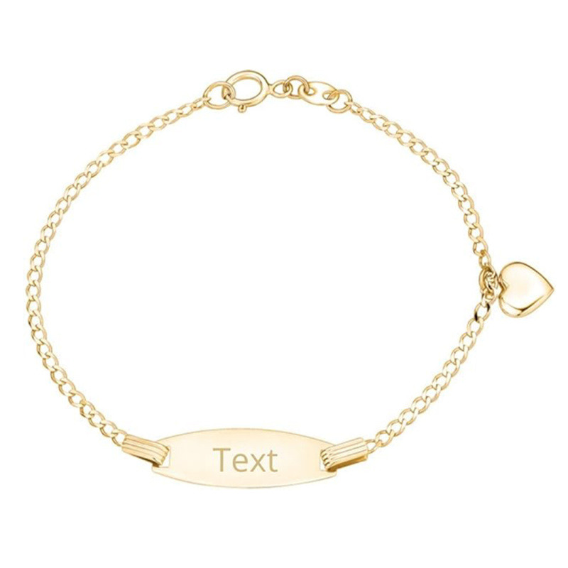 18K Gold Personalized Engraving Identification Bracelet for Women-1