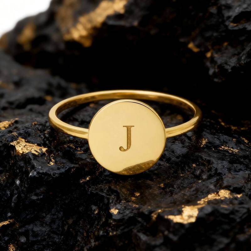 Anillo de oro de 14 quilates con grabado personalizado-3