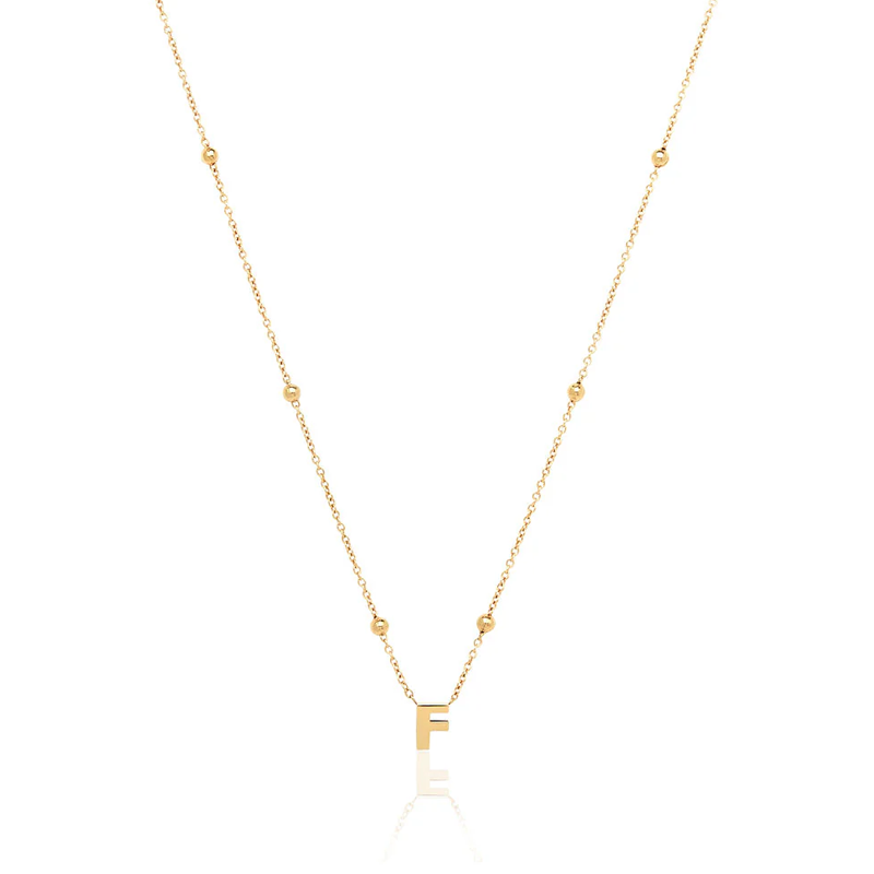 Collar personalizado con inicial en oro de 14 quilates para mujer-1