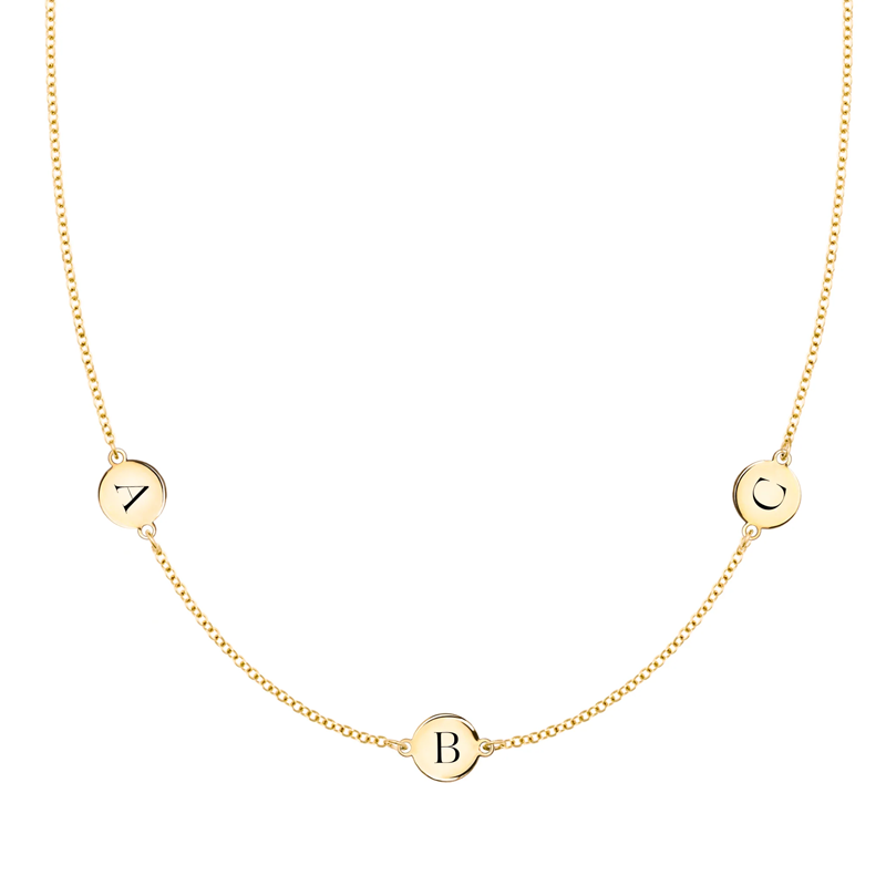 Collier à maillons en or 10 carats personnalisé avec initiale pour femme-1
