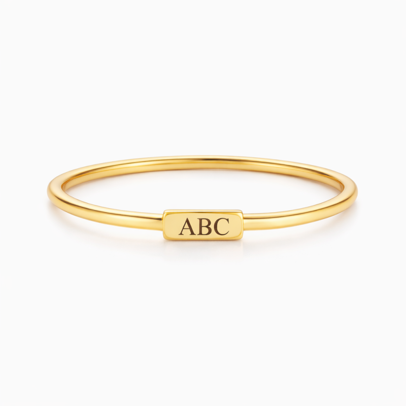 Anillo con inicial personalizada de oro de 18 quilates-1