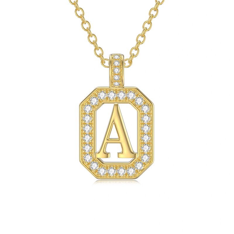 Colgantes con iniciales y candado personalizados de oro de 10 quilates para mujeres y hombres.-3