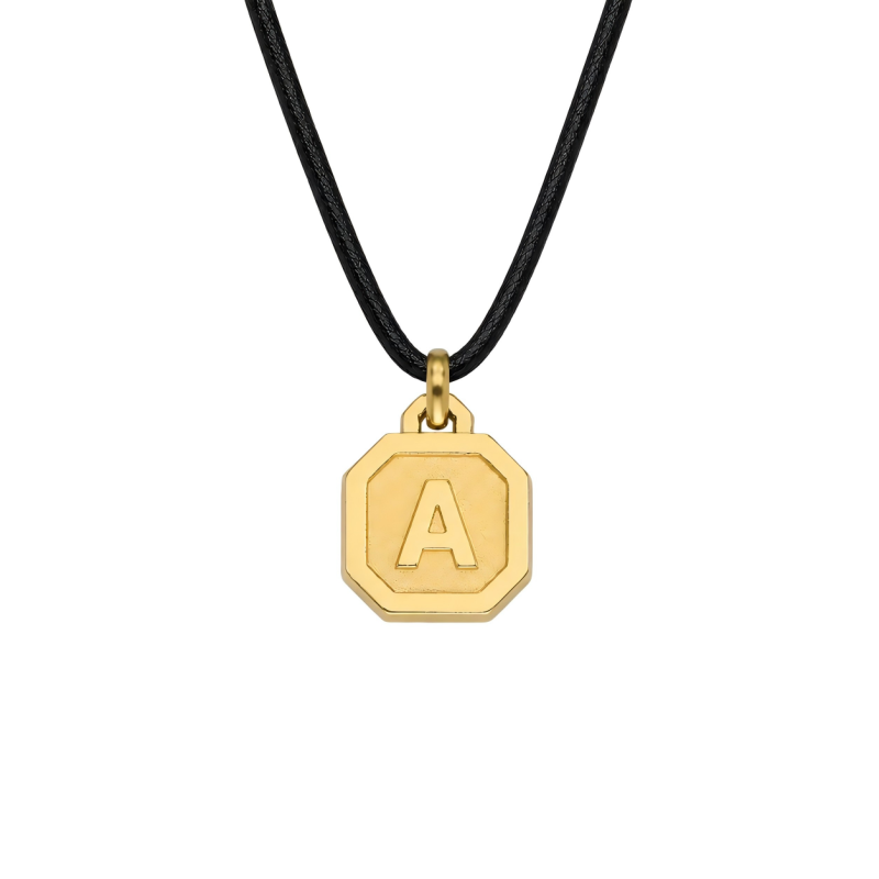 18K Gold Personalized Initial Letter Necklace for Men-1
