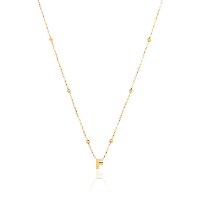 Collar con inicial personalizada en oro de 10 quilates para mujer.-1