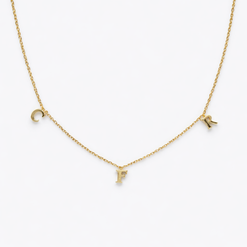 Collar con inicial personalizada en oro de 18 quilates para mujer-1