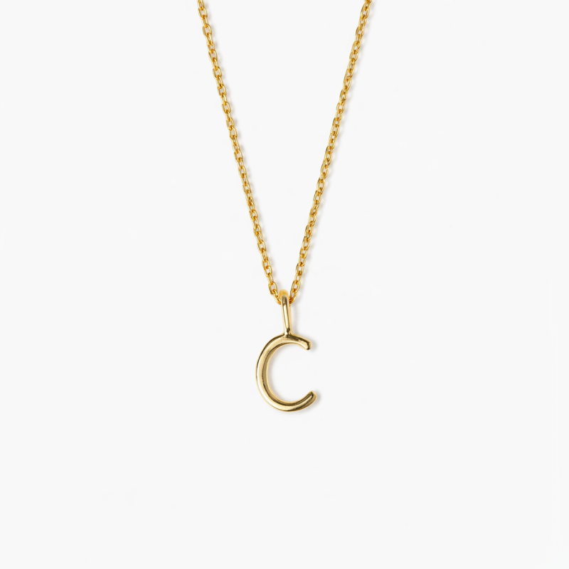 Collar con inicial personalizada en oro de 14 quilates para mujer-1