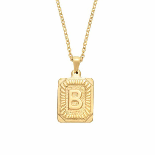Collar de oro de 14 quilates con inicial personalizada para mujer