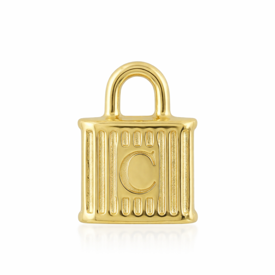 10K Gold Personalized Initial Letter Pendant Charms with A-C for Women