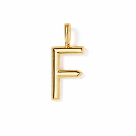 10K Gold Personalized Initial Letter Pendant Charms with F