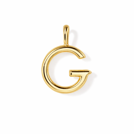 10K Gold Personalized Initial Letter Pendant Charms with G