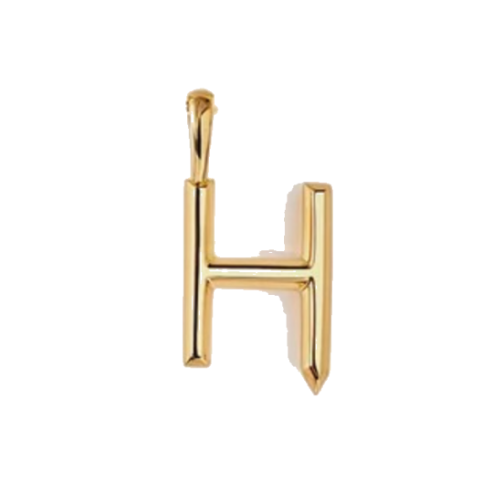 10K Gold Personalized Initial Letter Pendant Charms with H
