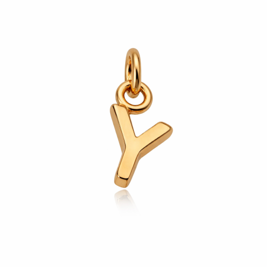 10K Gold Personalized Initial Letter Pendant Charms with Initial Letter A-Y