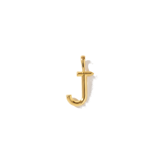 10K Gold Personalized Initial Letter Pendant Charms with J