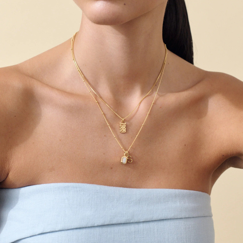 14K Gold Personalized Initial Letter Pendant Charms with Q-3