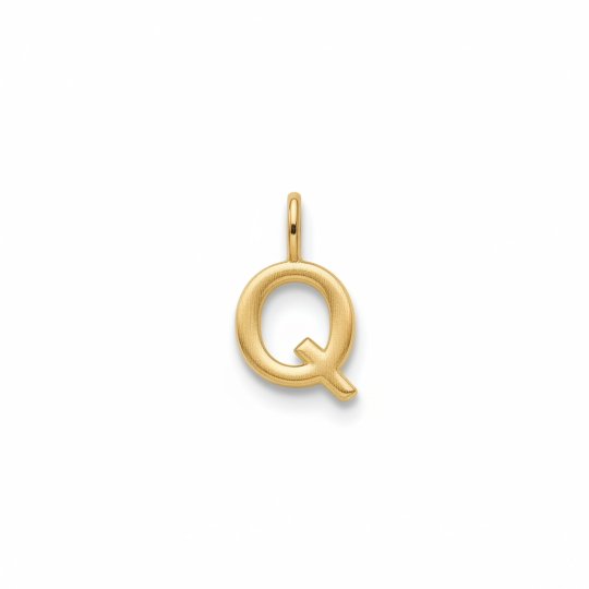 10K Gold Personalized Initial Letter Pendant Charms with Q