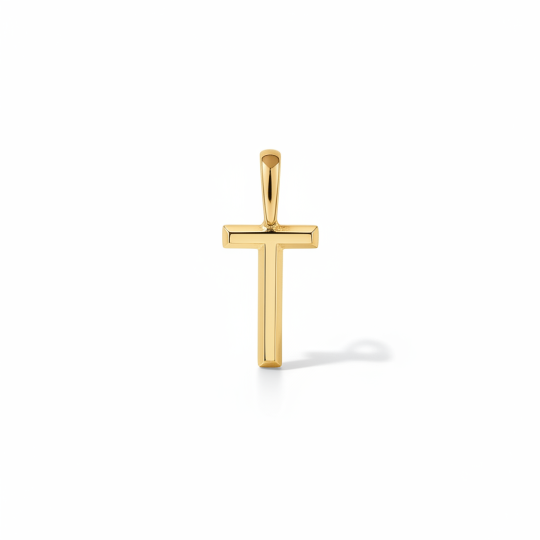 10K Gold Personalized Initial Letter Pendant Charms with T