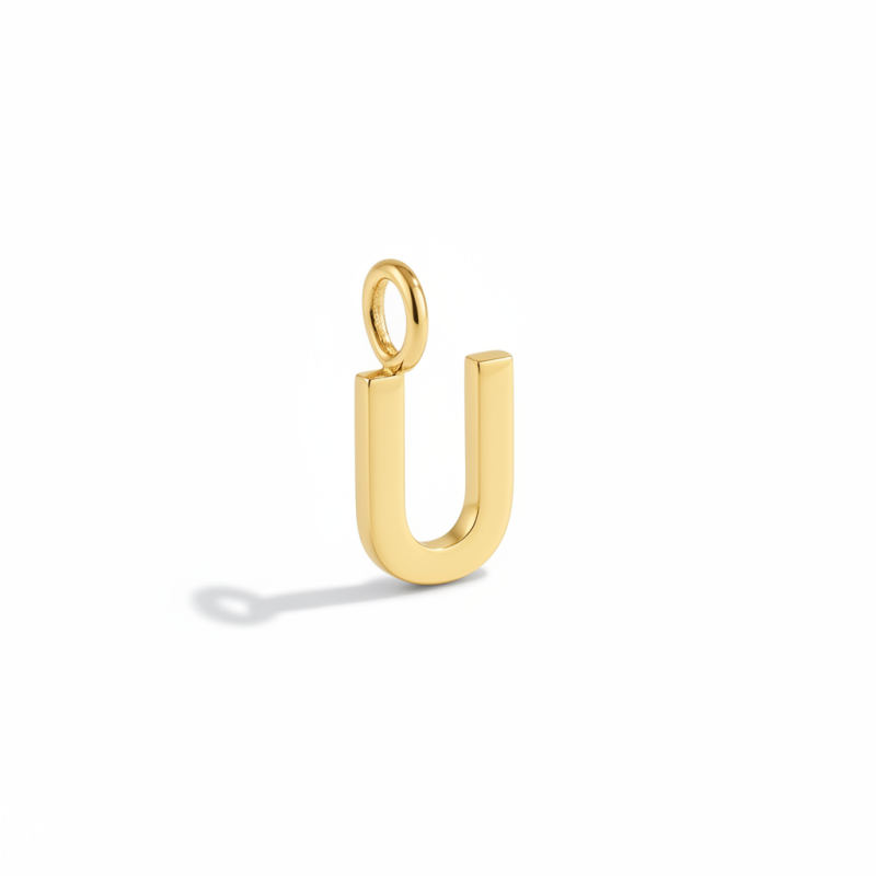 18K Gold Personalized Initial Letter Pendant Charms with U-1