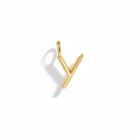 10K Gold Personalized Initial Letter Pendant Charms with Y