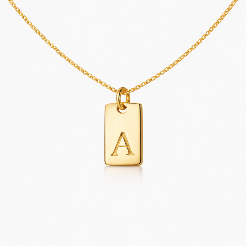 14K Gold Personalized Initial Letter Pendant Necklace-1