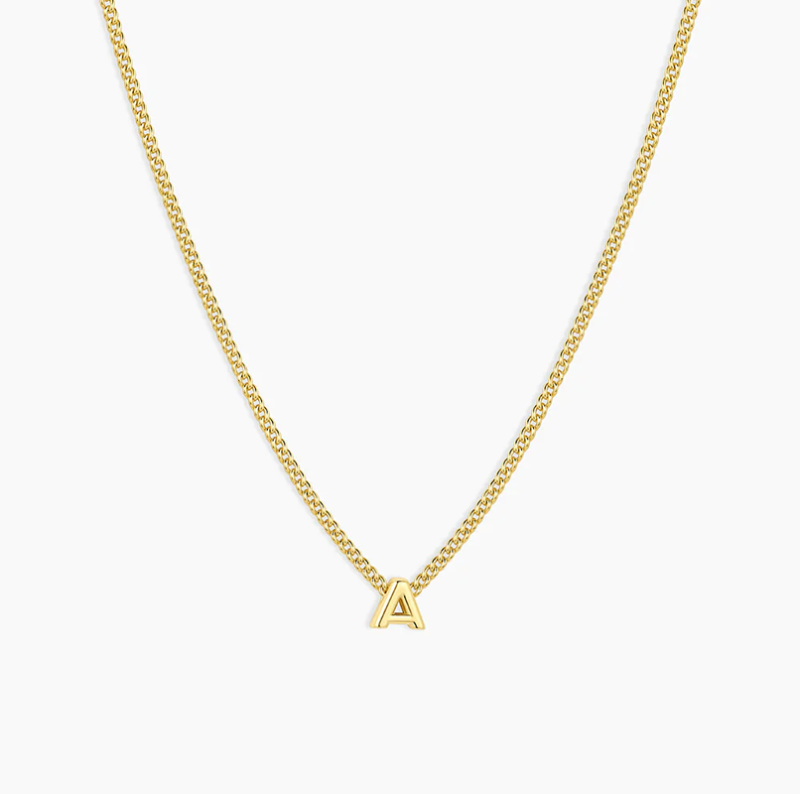 Personalisierte Halskette mit Anfangsbuchstaben-Anhänger aus 14-karätigem Gold-1