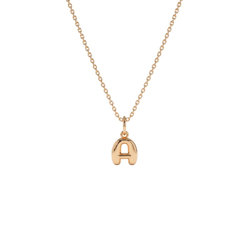 Personalisierte Halskette mit Anfangsbuchstaben-Anhänger aus 14-karätigem Gold für Damen-1