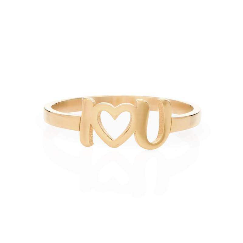 18K Gold Personalized Initial Letter Ring For Women-1