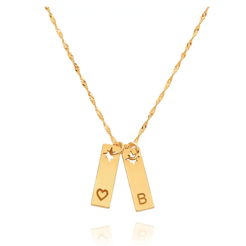 Collar con inicial personalizada en oro de 14 quilates para mujer-1