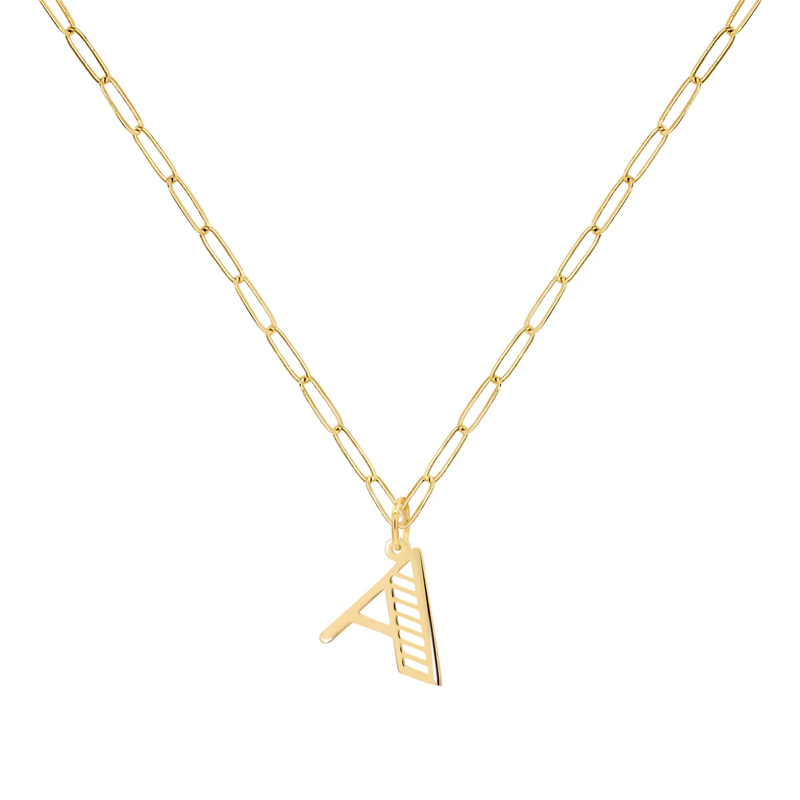 Collier avec chaîne trombone personnalisée en or 18 carats pour femme-1