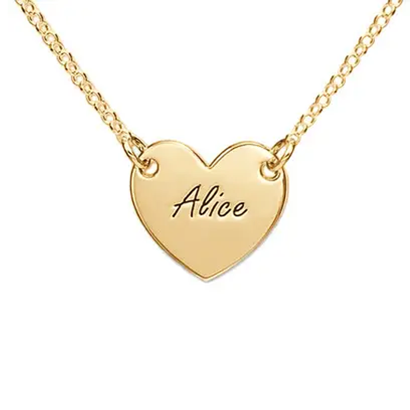Collar con corazón personalizado con nombre en oro vermeil para mujeres y niños-1