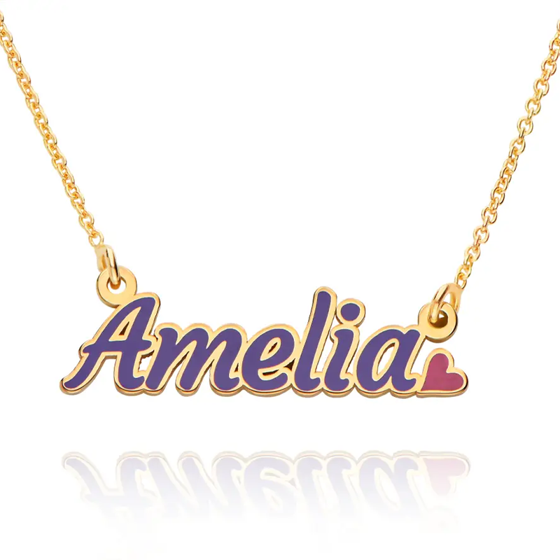 Collar personalizado con nombre en oro de 18 quilates para niños-1