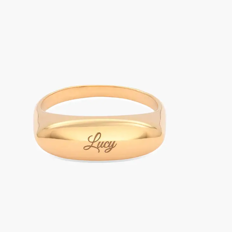 Anillo de sello personalizado con nombre en oro vermeil para mujer y hombre-7