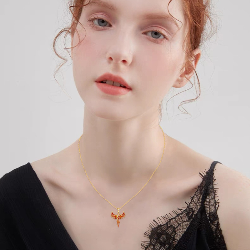 18K Gold Phoenix Pendant Necklace-3