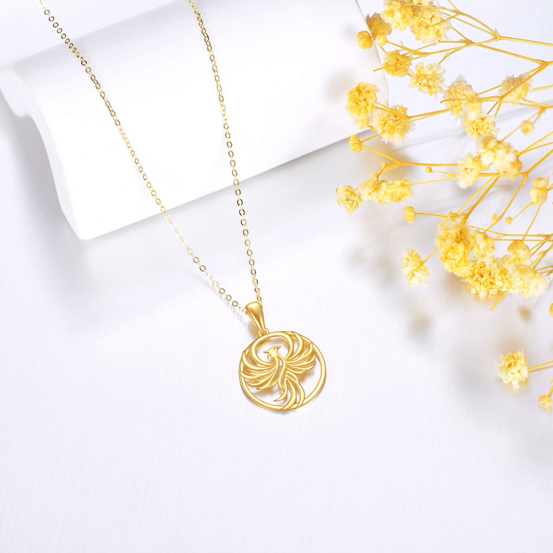 18K Gold Phoenix Pendant Necklace-3