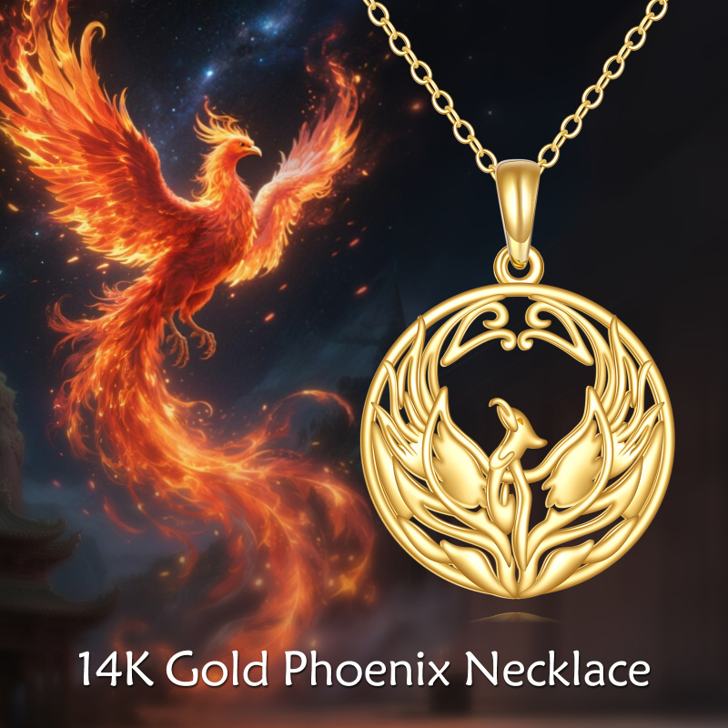 14K Gold Phoenix Pendant Necklace-6