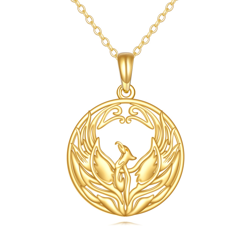 14K Gold Phoenix Pendant Necklace-1