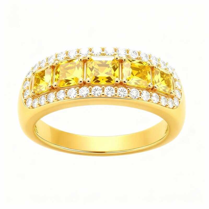 Bague de fiançailles en or 14 carats, taille princesse-1
